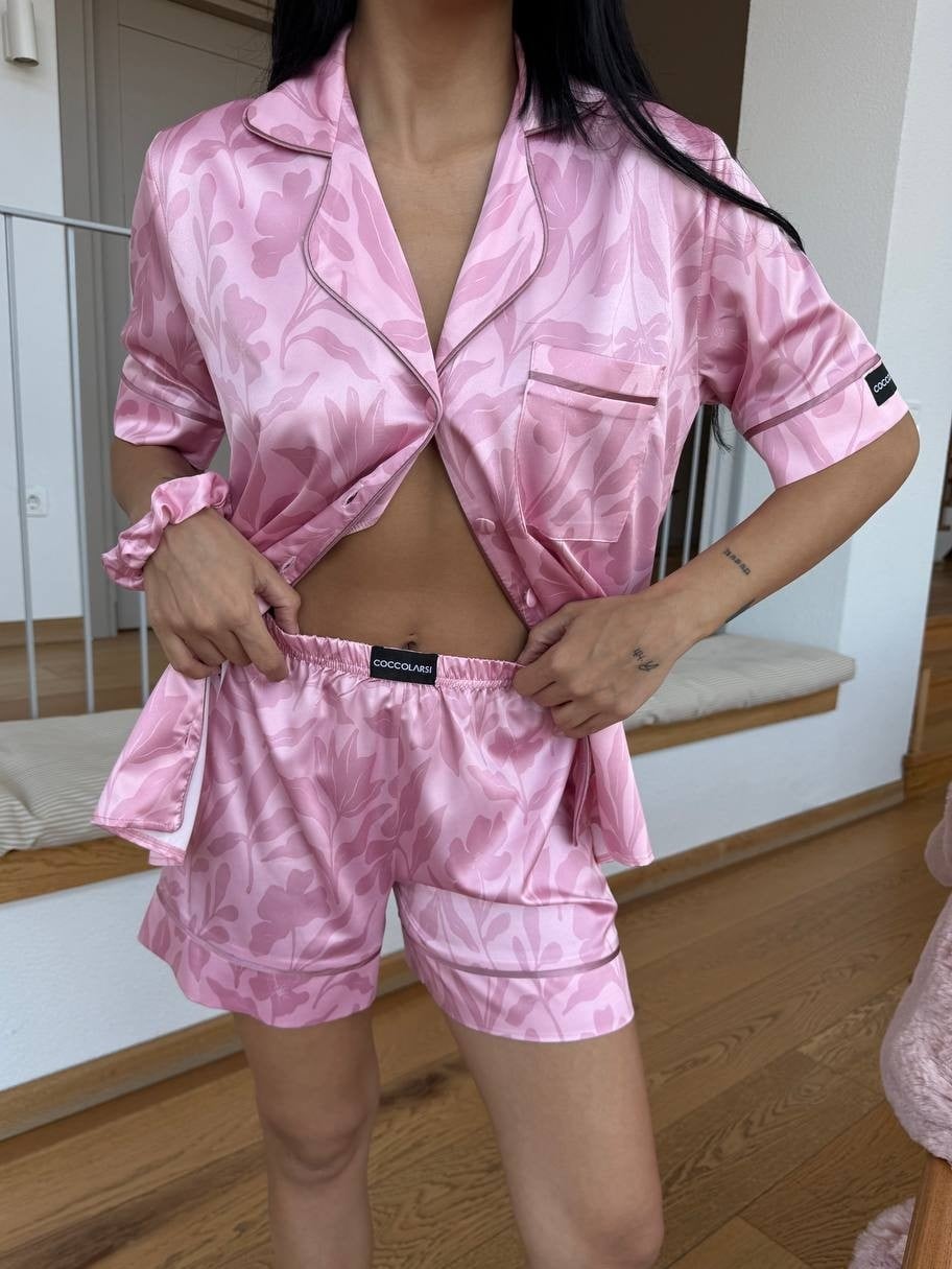 Set pijama dama din doua piese, cu nasturi – 2500076, Rosé Silk - poza 2
