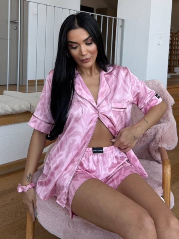 Set pijama dama din doua piese, cu nasturi – 2500076, Rosé Silk - poza 4