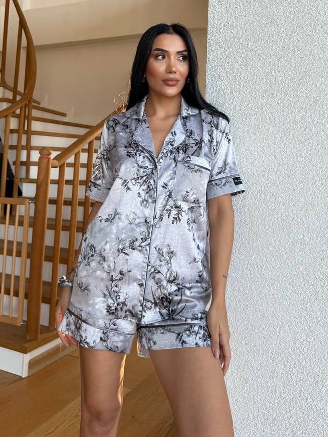 Set pijama dama din doua piese, cu nasturi – 2500085, Silver Garden - poza 1