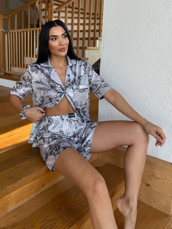 Set pijama dama din doua piese, cu nasturi – 2500085, Silver Garden - poza 2