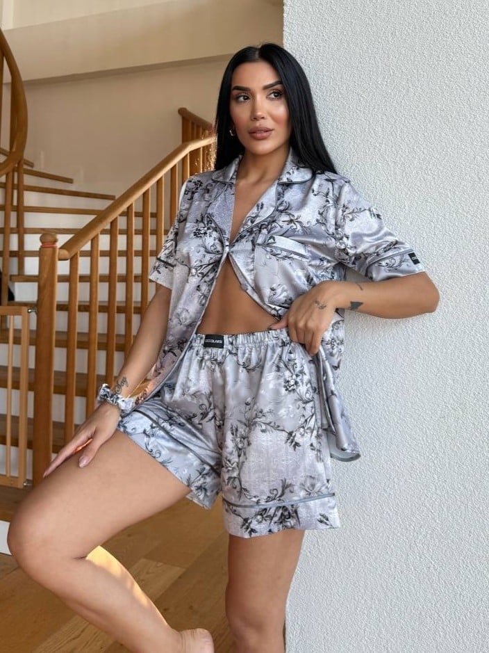 Set pijama dama din doua piese, cu nasturi – 2500085, Silver Garden - poza 4