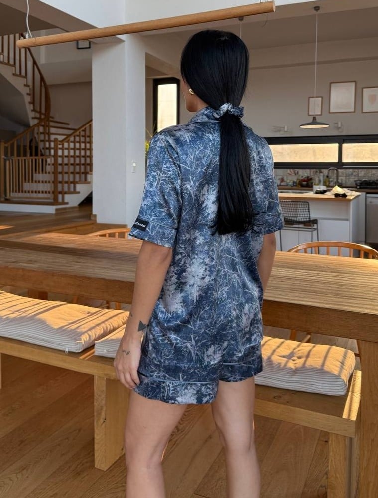 Set pijama dama din doua piese, cu nasturi – 2500086, Blue Marble - poza 2