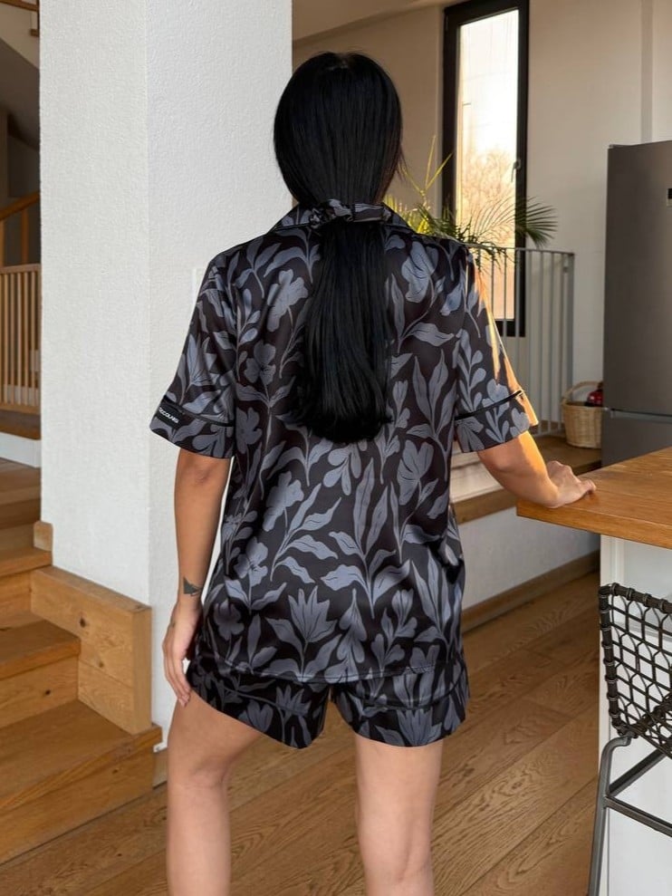 Set pijama dama din doua piese, cu nasturi – 2500090, Noir Blossom - poza 4
