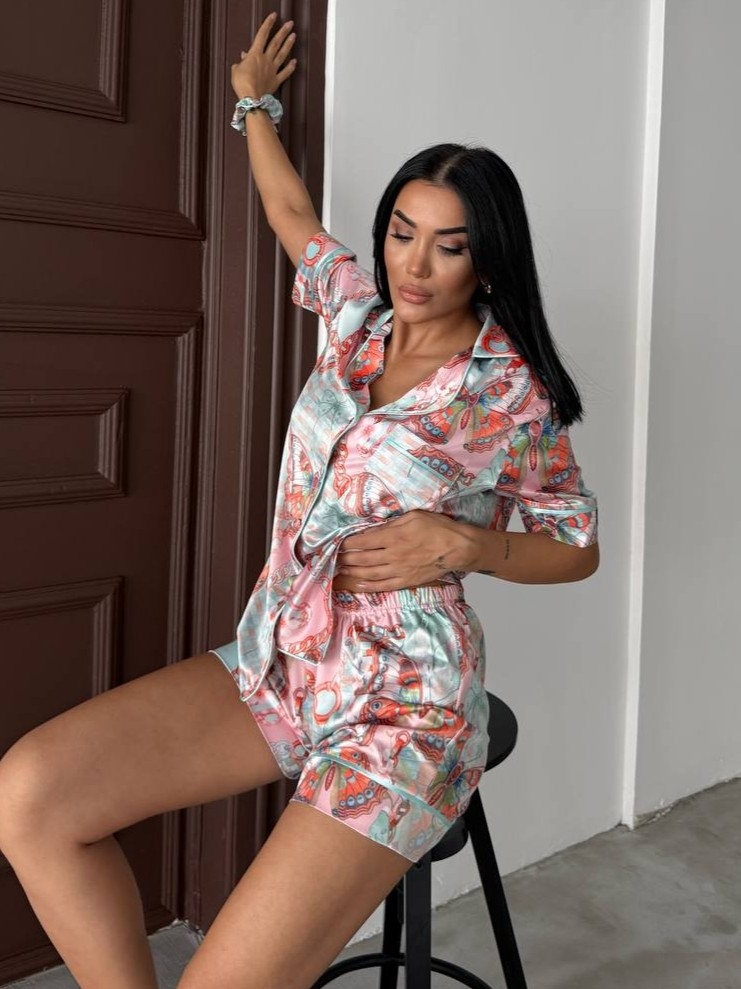 Set pijama dama din doua piese, cu nasturi – 2500105, Butterfly Chic - poza 3