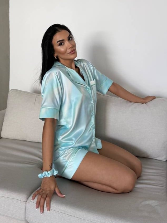 Set pijama dama din doua piese, cu nasturi – 2500126, Ocean Breeze - poza 2