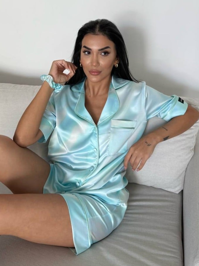 Set pijama dama din doua piese, cu nasturi – 2500126, Ocean Breeze - poza 4
