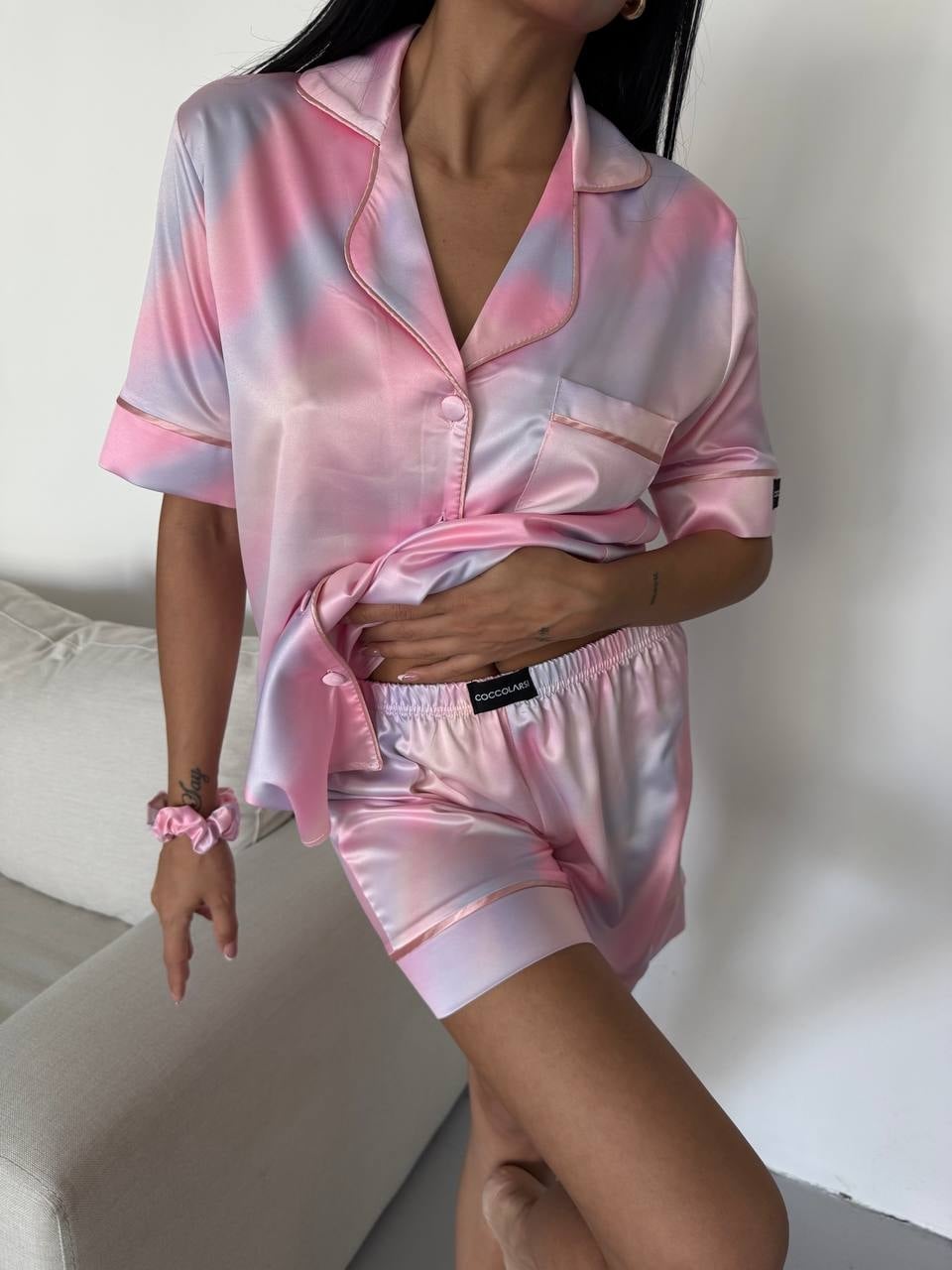 Set pijama dama din doua piese, cu nasturi – 2500134, Blush Glow - poza 5