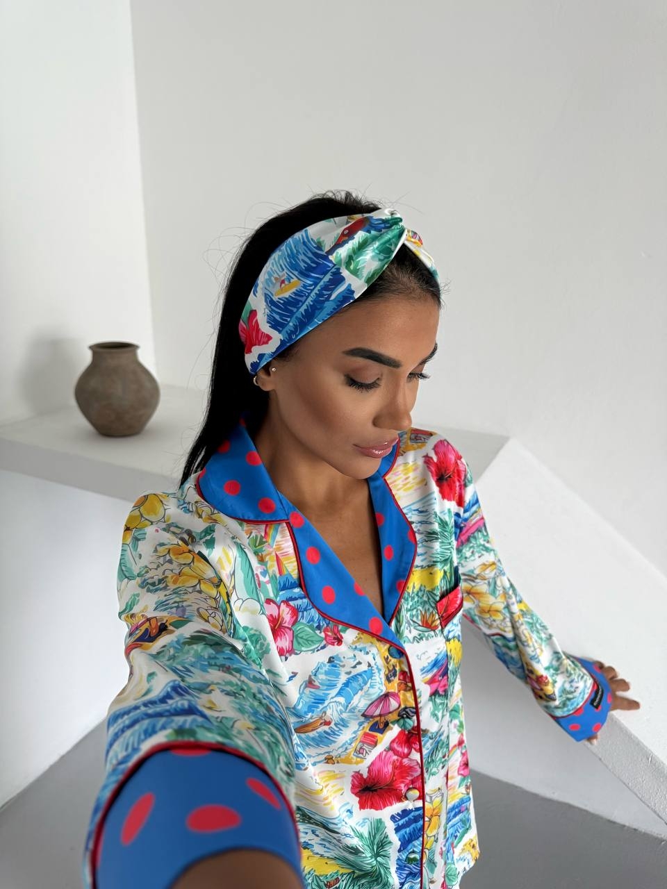 Set pijama dama din doua piese, cu nasturi – 2500263, Exotic Vibes - poza 5