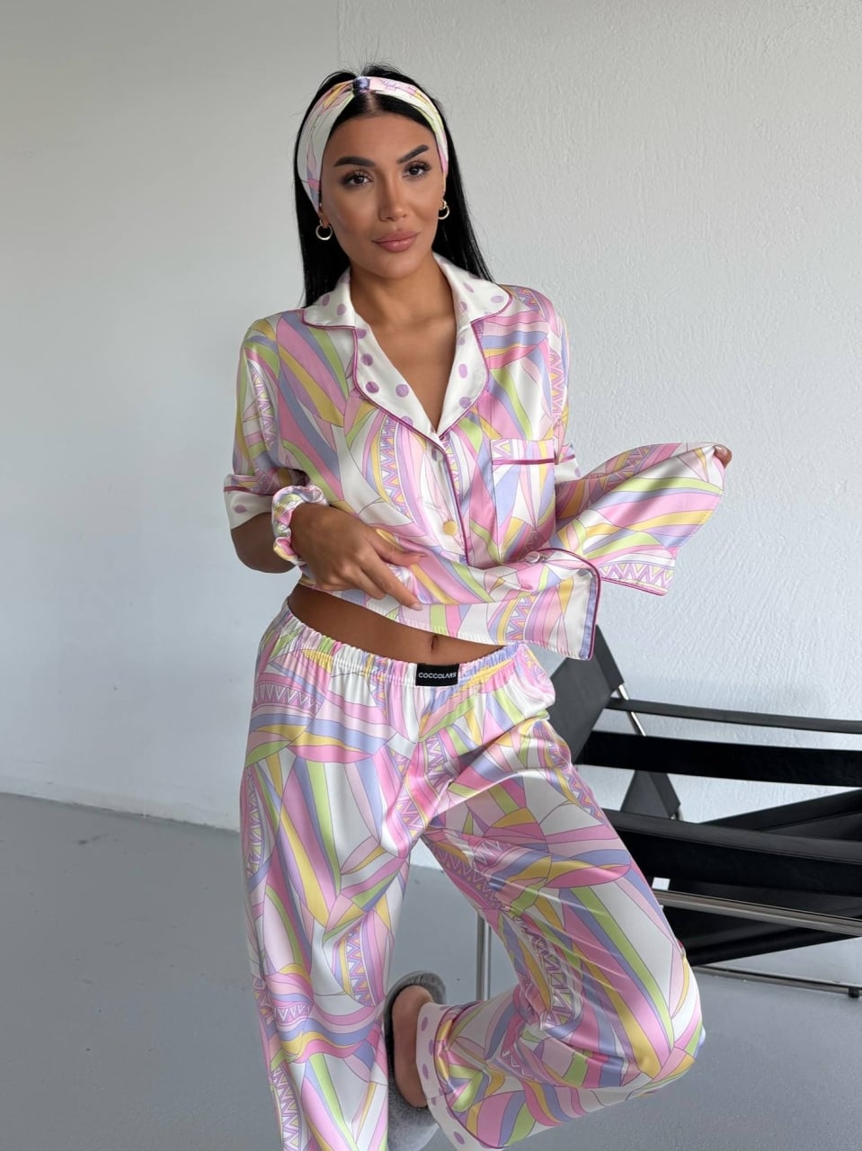Set pijama dama din doua piese, cu nasturi – 2500370, Pastel Vibes - poza 3