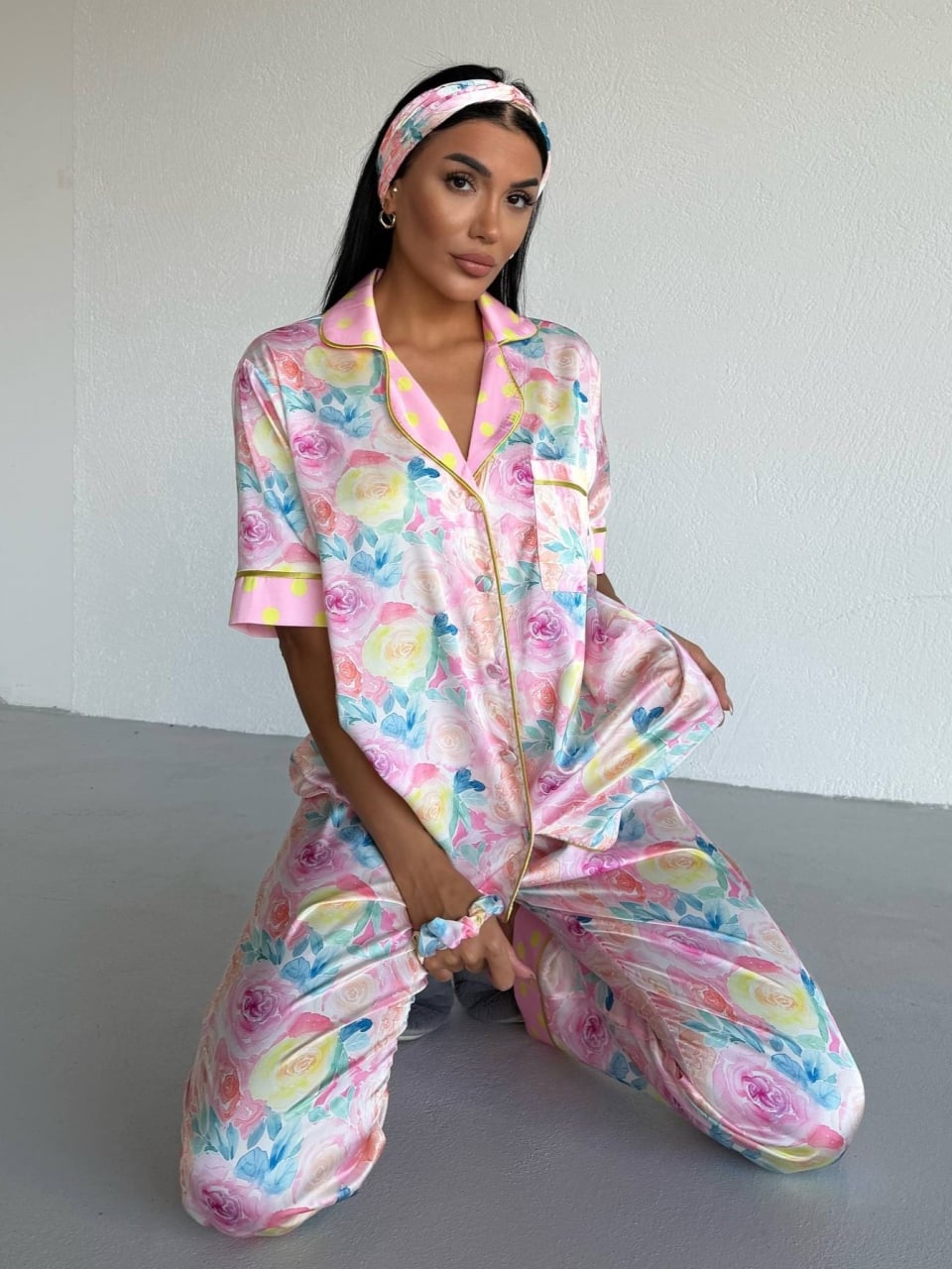 Set pijama dama din doua piese, cu nasturi – 2500374, Sunny Roses - poza 2