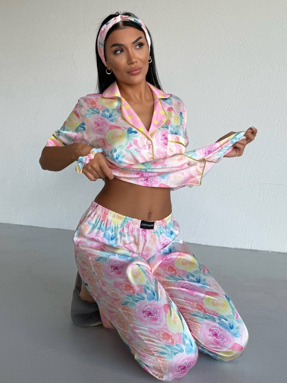 Set pijama dama din doua piese, cu nasturi – 2500374, Sunny Roses - poza 4