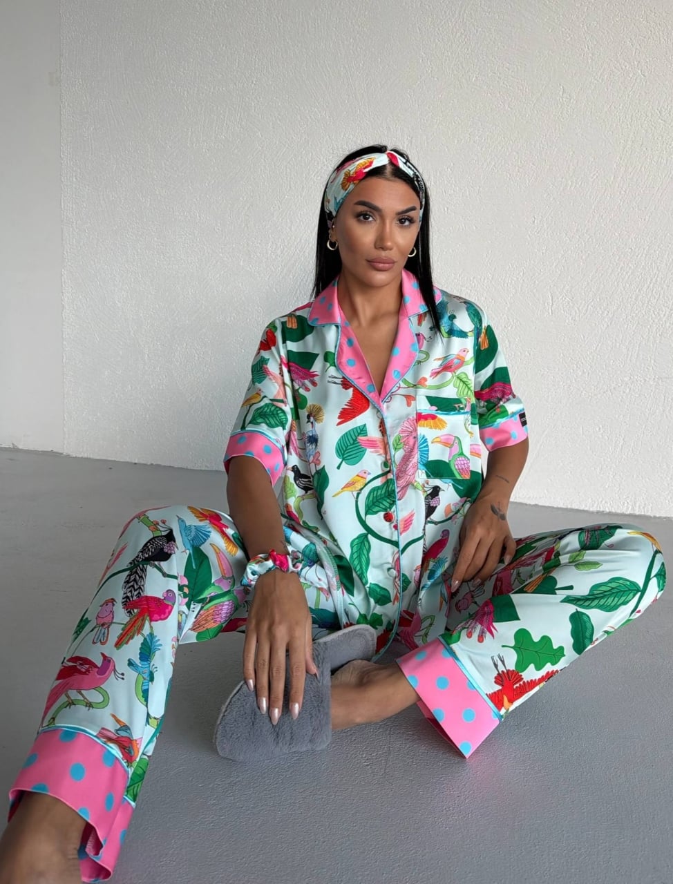 Set pijama dama din doua piese, cu nasturi – 2500376, Paradise Garden - poza 1