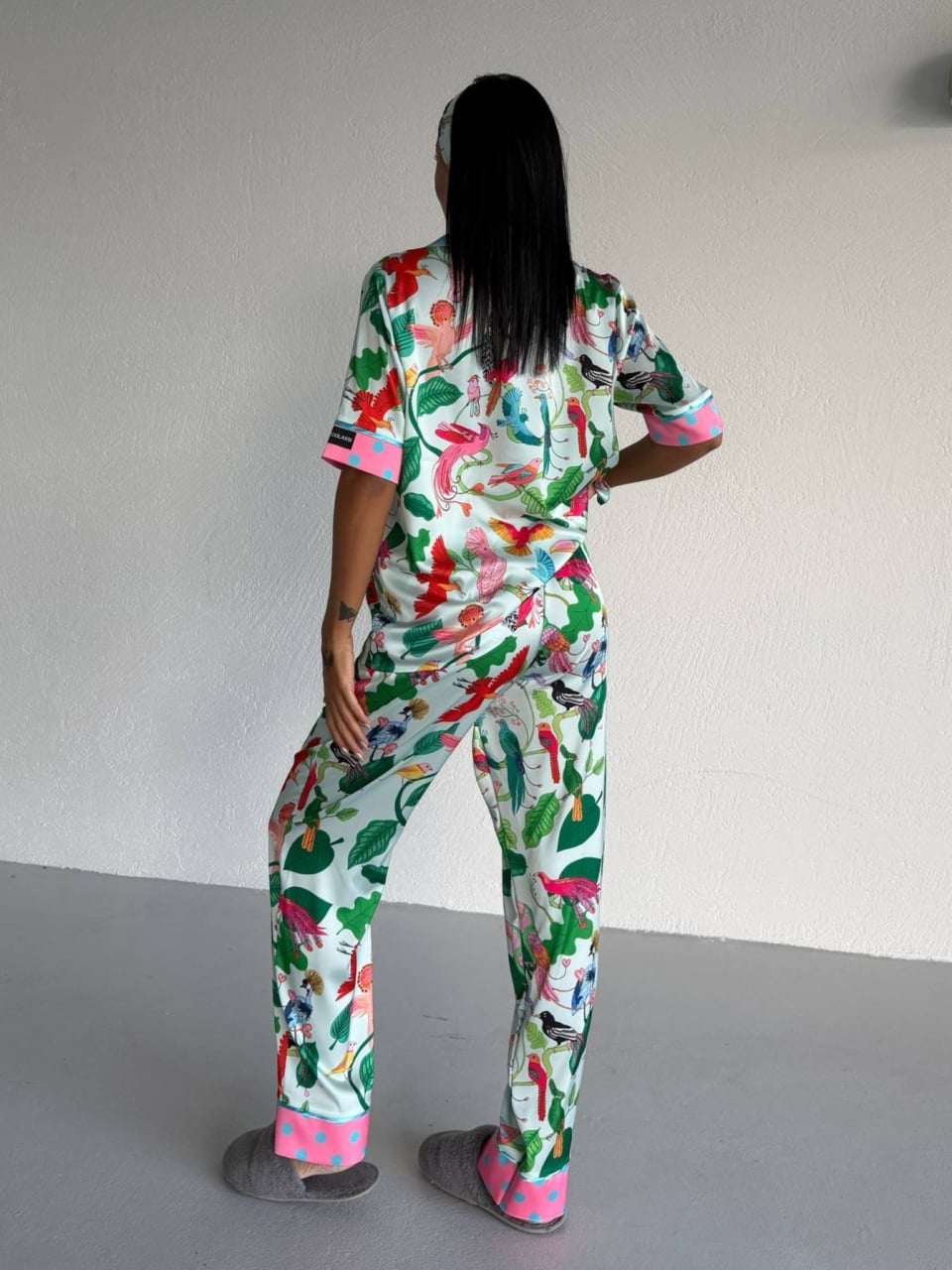 Set pijama dama din doua piese, cu nasturi – 2500376, Paradise Garden - poza 4
