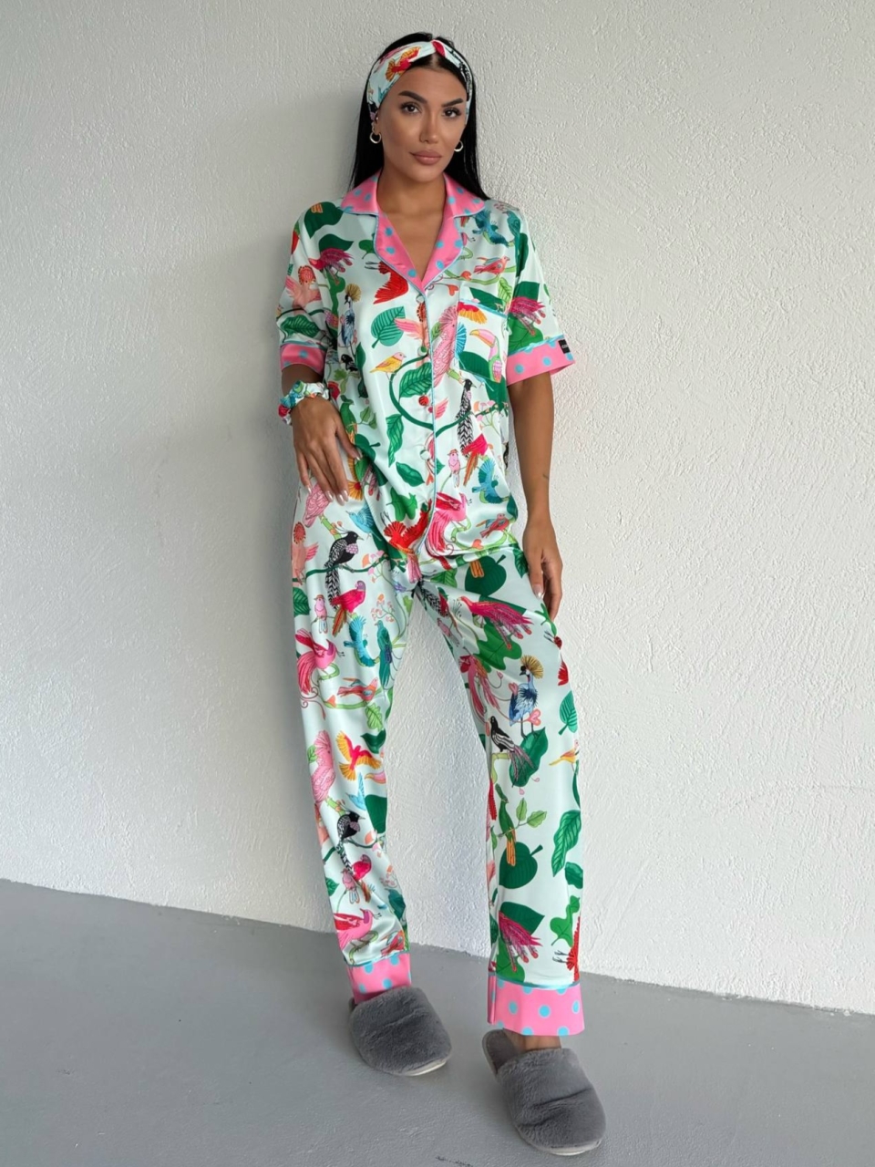 Set pijama dama din doua piese, cu nasturi – 2500376, Paradise Garden - poza 5