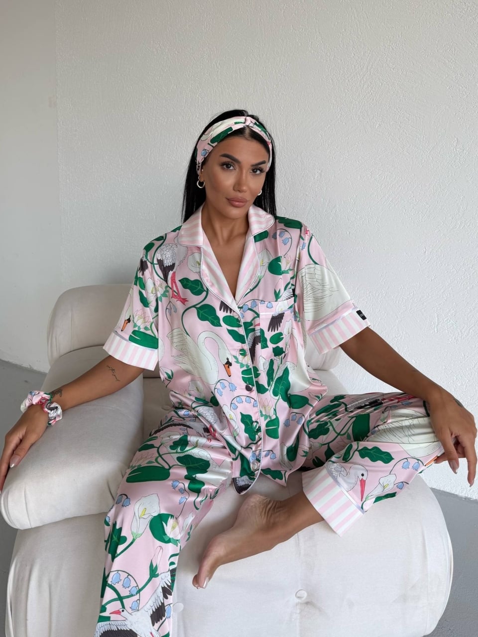 Set pijama dama din doua piese, cu nasturi – 2500381, Botanic Dream - poza 2