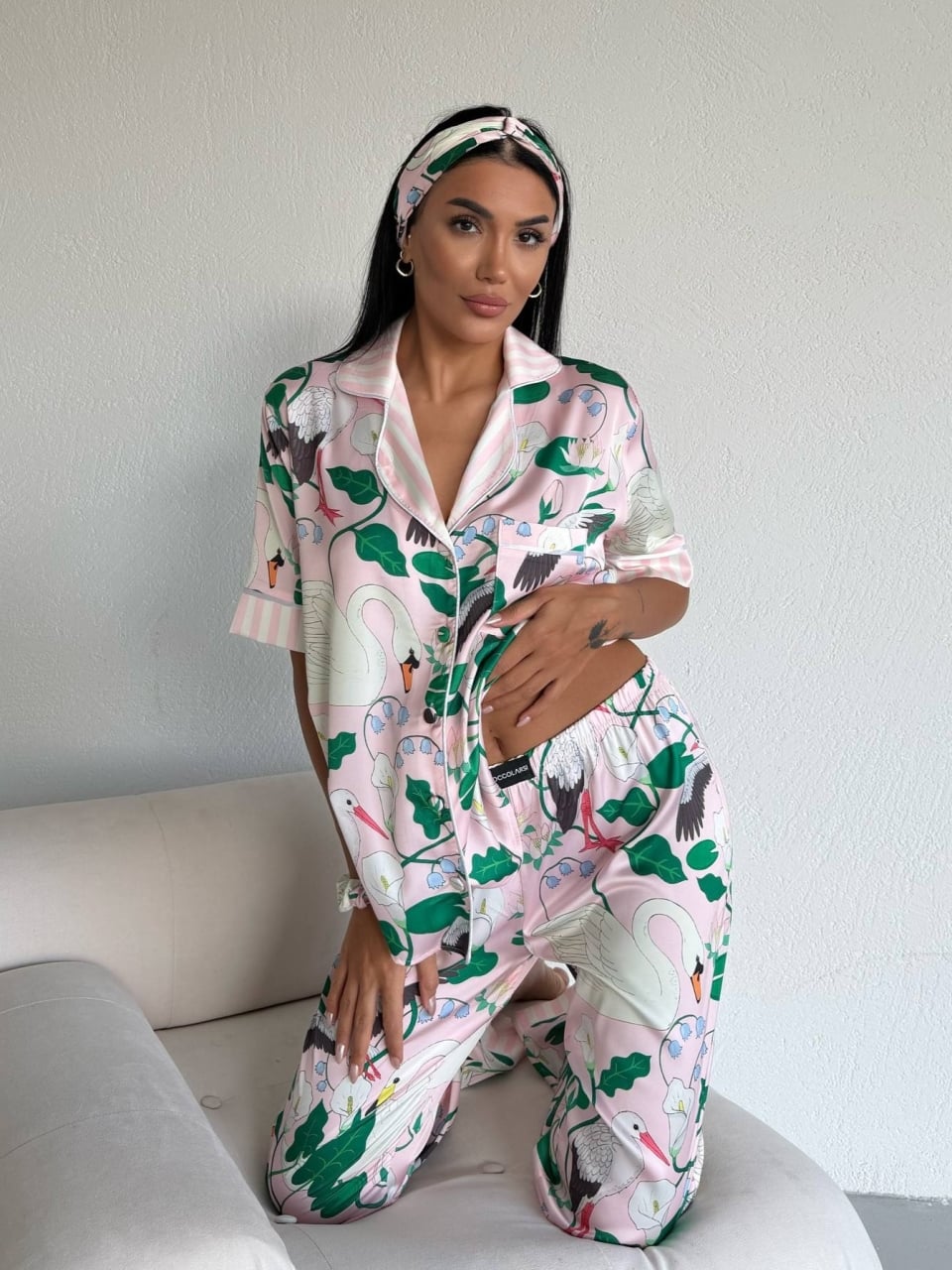Set pijama dama din doua piese, cu nasturi – 2500381, Botanic Dream - poza 3