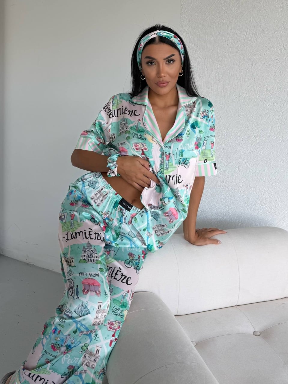 Set pijama dama din doua piese, cu nasturi – 2500387, City Escape - poza 3