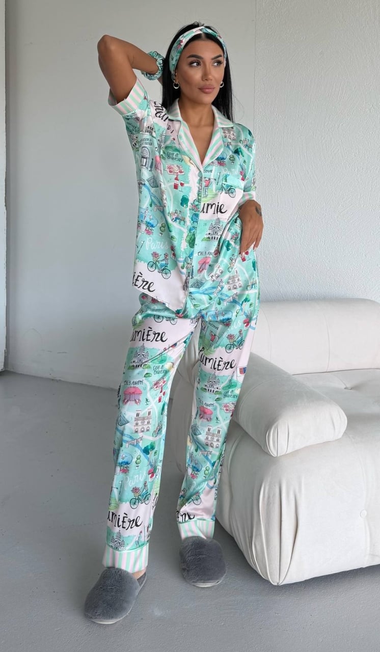 Set pijama dama din doua piese, cu nasturi – 2500387, City Escape - poza 4