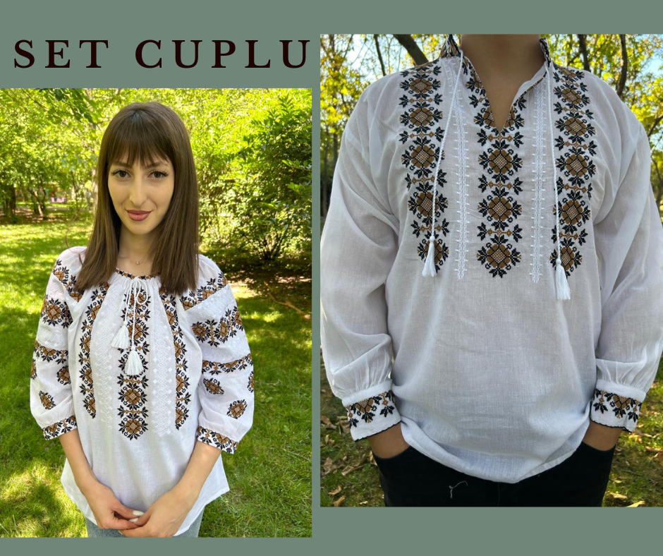 Set tradițional cuplu, ie femei / ie bărbați – motive florale TM1194