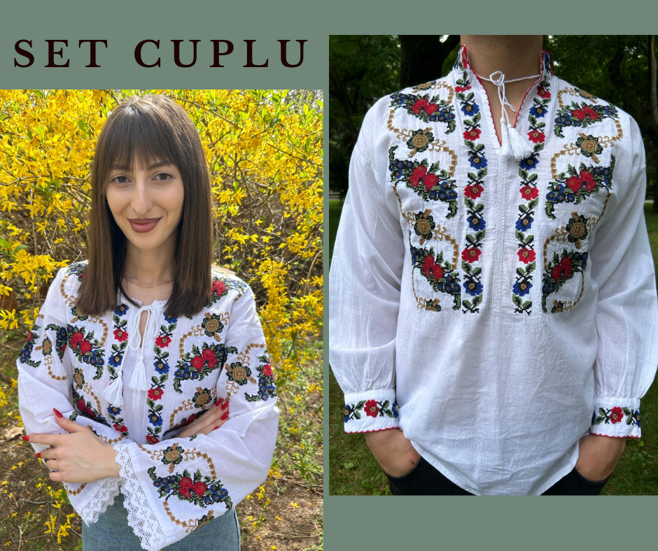 Set tradițional cuplu, ie femei/ie bărbați – motive florale TM831