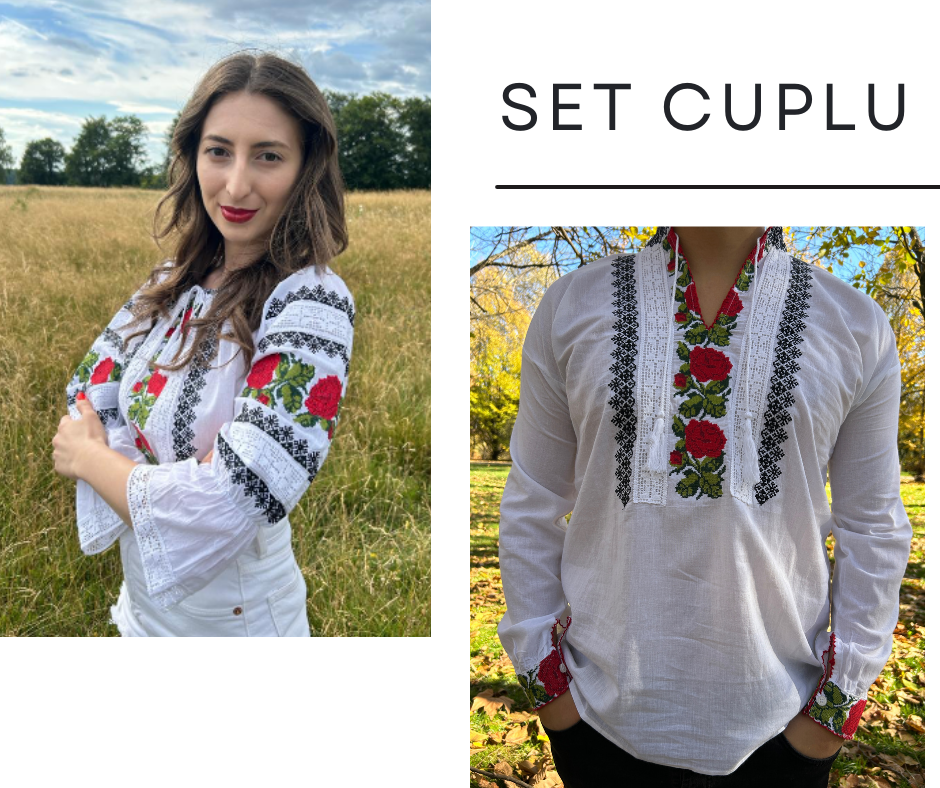 Set tradițional cuplu, ie femei/ie bărbați – motive florale TM832