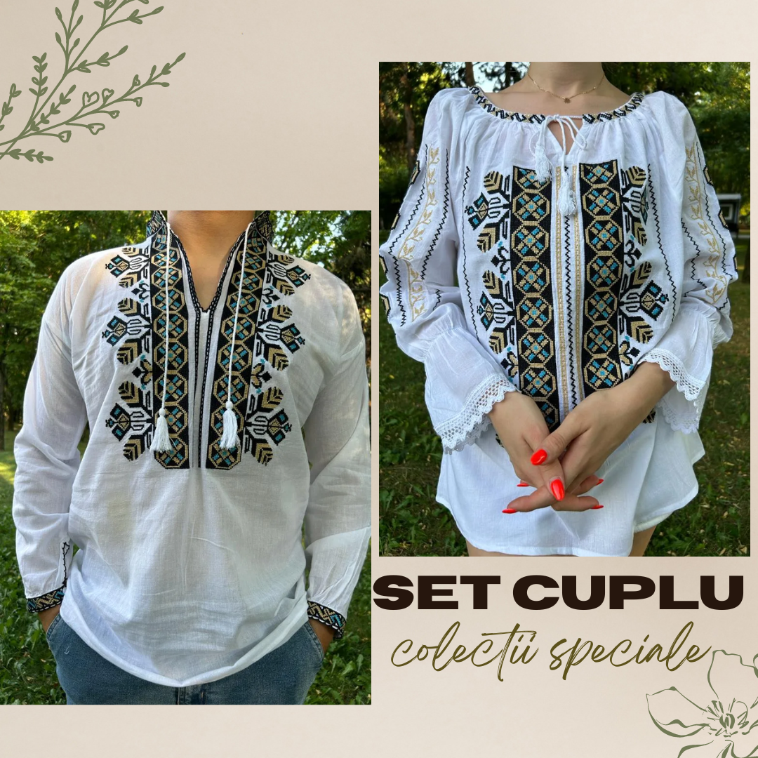 Set tradițional cuplu, ie femei/ie bărbați – motive geometrice TM834