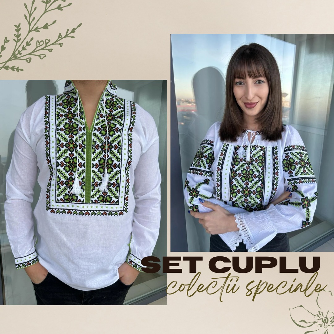 Set tradițional cuplu, ie femei/ie bărbați – verdele naturii TM807 - M - XL