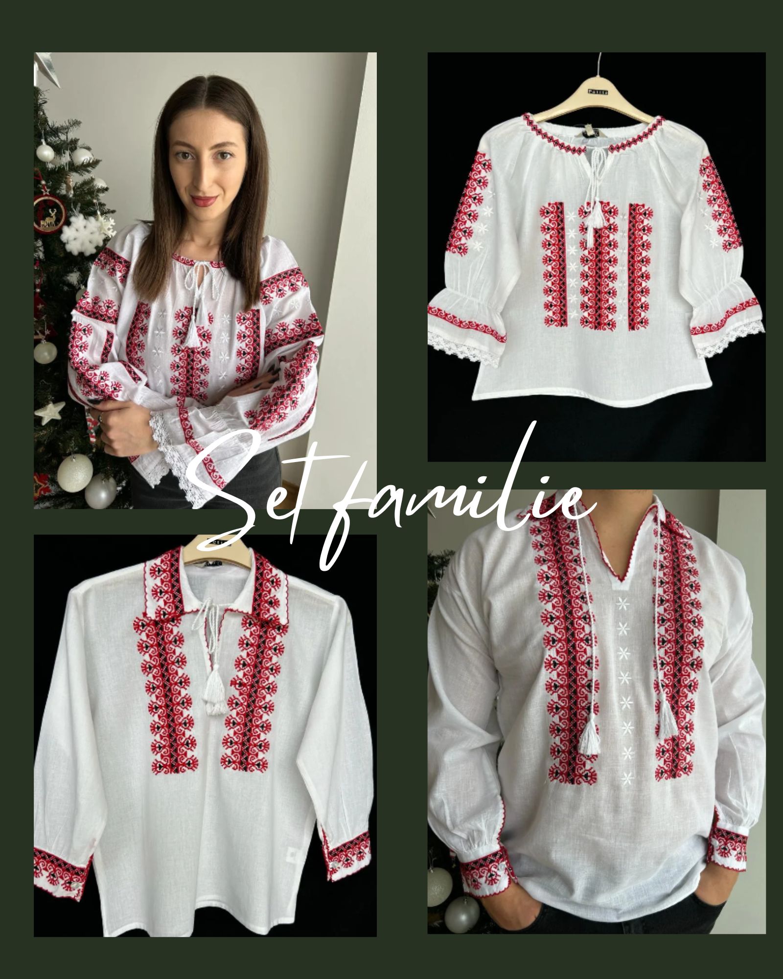 Set tradițional familie, ie damă/ ie bărbat/ ie băieți/ ie fete – creastă de cocoș TM785