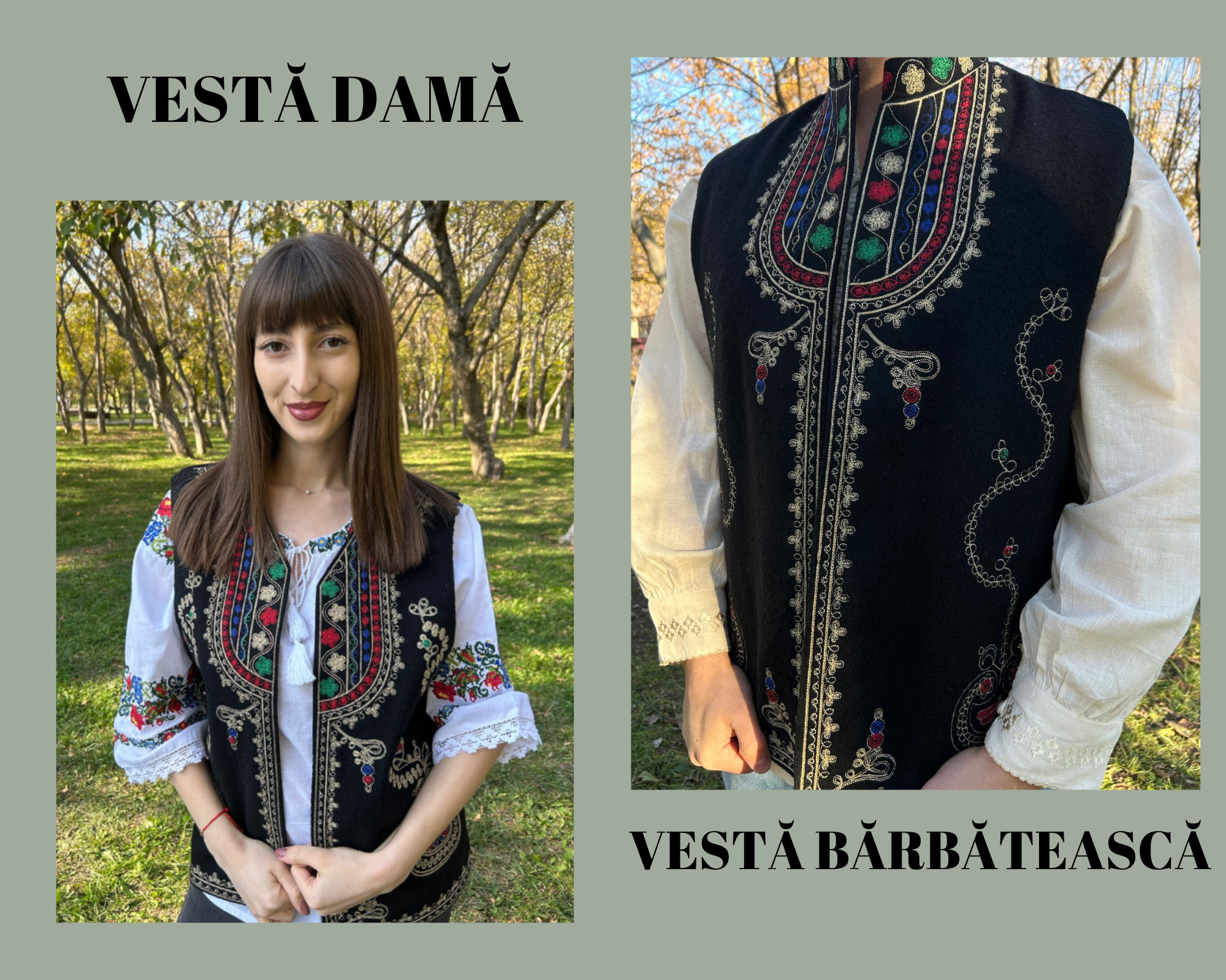 Set tradițional veste TM1698 motive geometrice - M - L