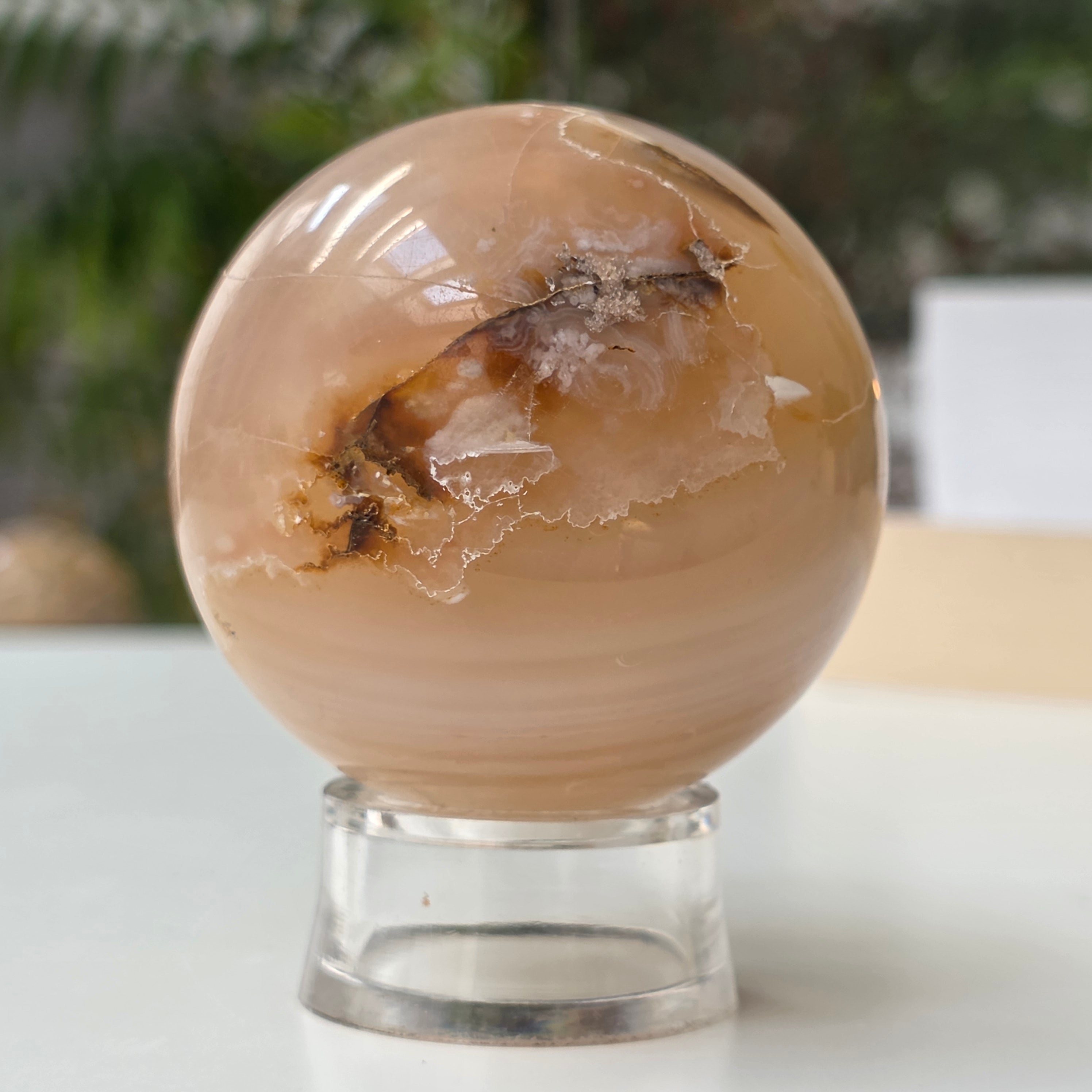 Sfera Agat coral floare din Madagascar model 1