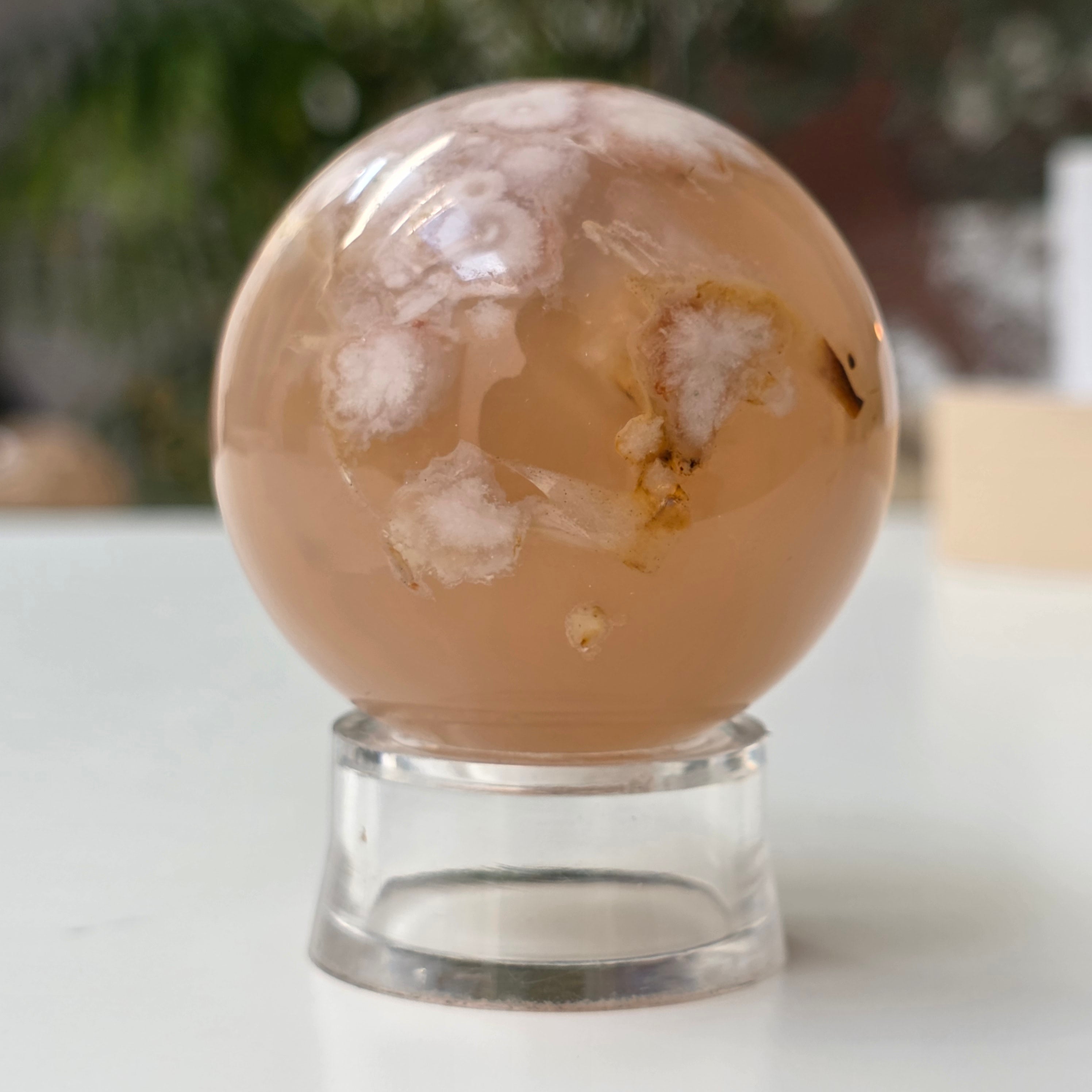 Sfera Agat coral floare din Madagascar model 4