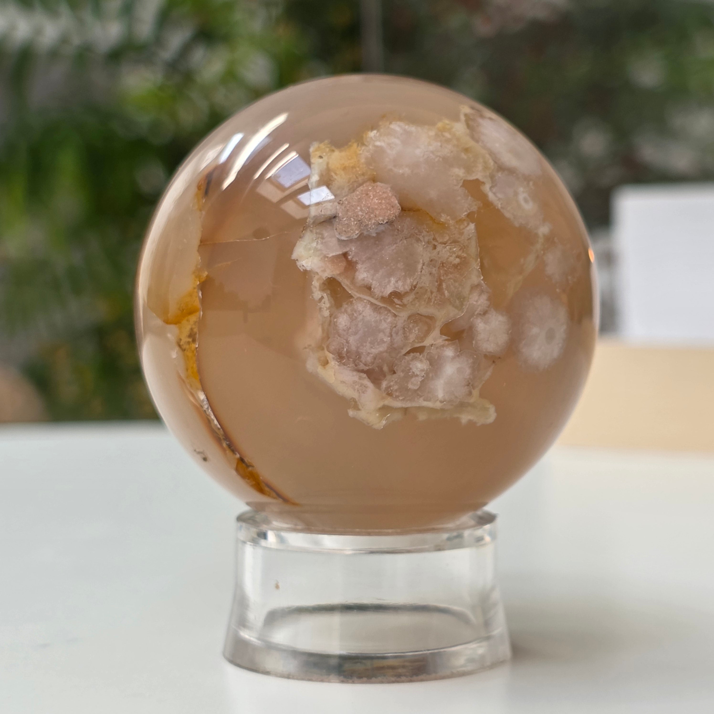Sfera Agat coral floare din Madagascar model 5