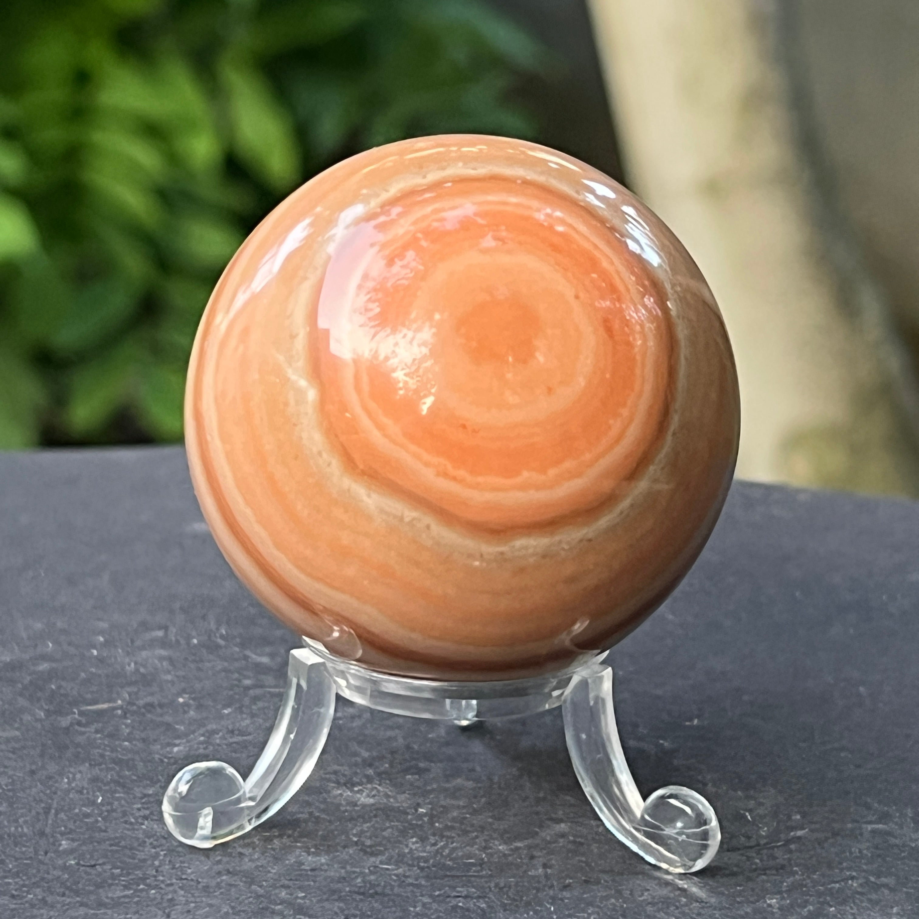 Sferă de onix portocaliu dungat | Model 2