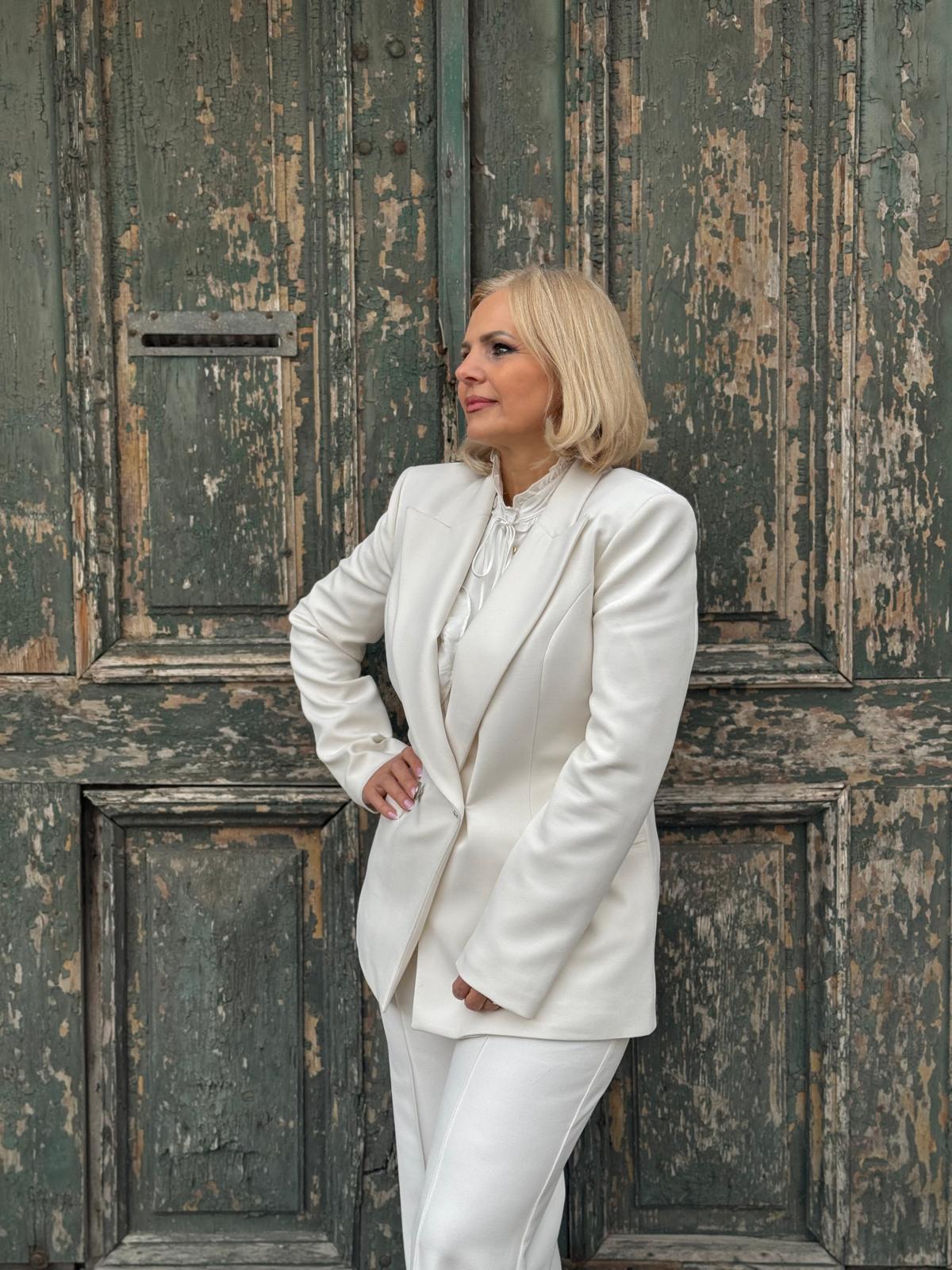 Simona Corsellini Sacou cambrat - 38 IT - Alb