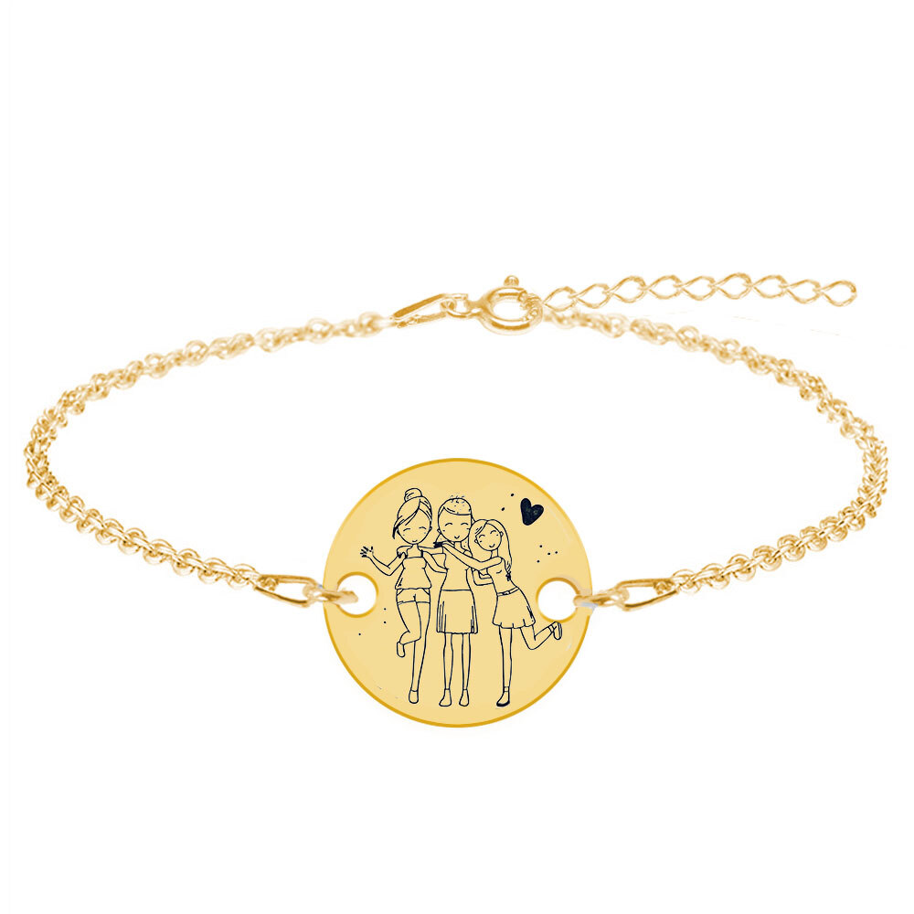 Sisters - Bratara din argint 925 placat cu aur galben 24K personalizat pentru surori