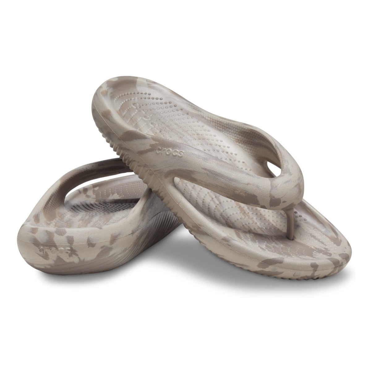 Șlapi Crocs Classic Mellow Marbled Flip Bej - Mushroom/Cobblestone - poza 4