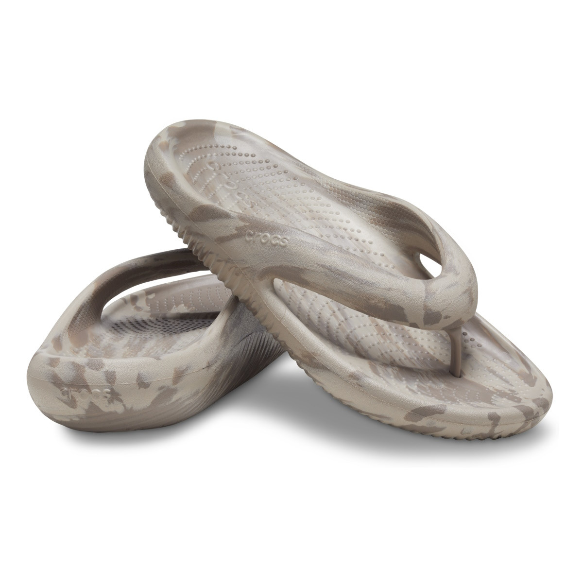 Șlapi Crocs Classic Mellow Marbled Flip Bej - Mushroom/Cobblestone - poza 4
