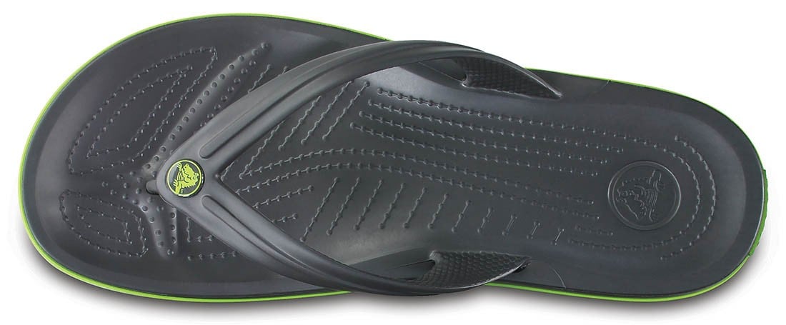 Slapi Crocs Crocband Flip Gri - Graphite/Volt Green - poza 4
