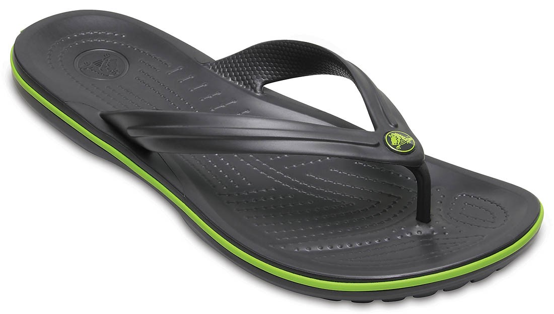 Slapi Crocs Crocband Flip Gri - Graphite/Volt Green - poza 2