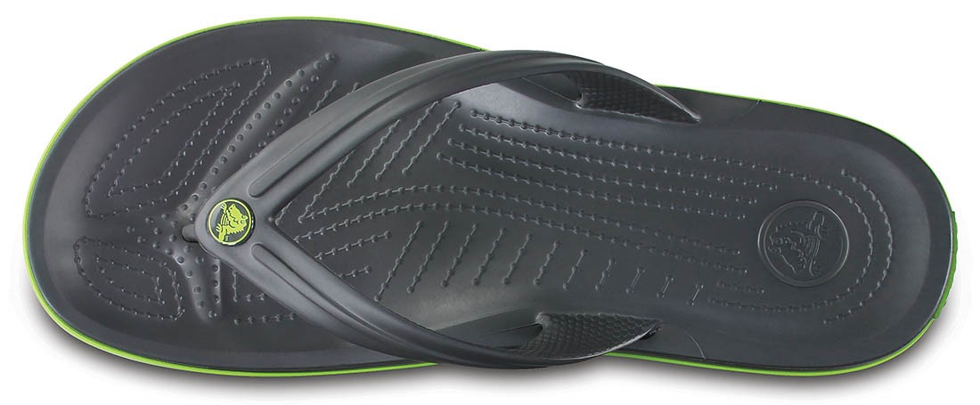 Slapi Crocs Crocband Flip Gri - Graphite/Volt Green - poza 4