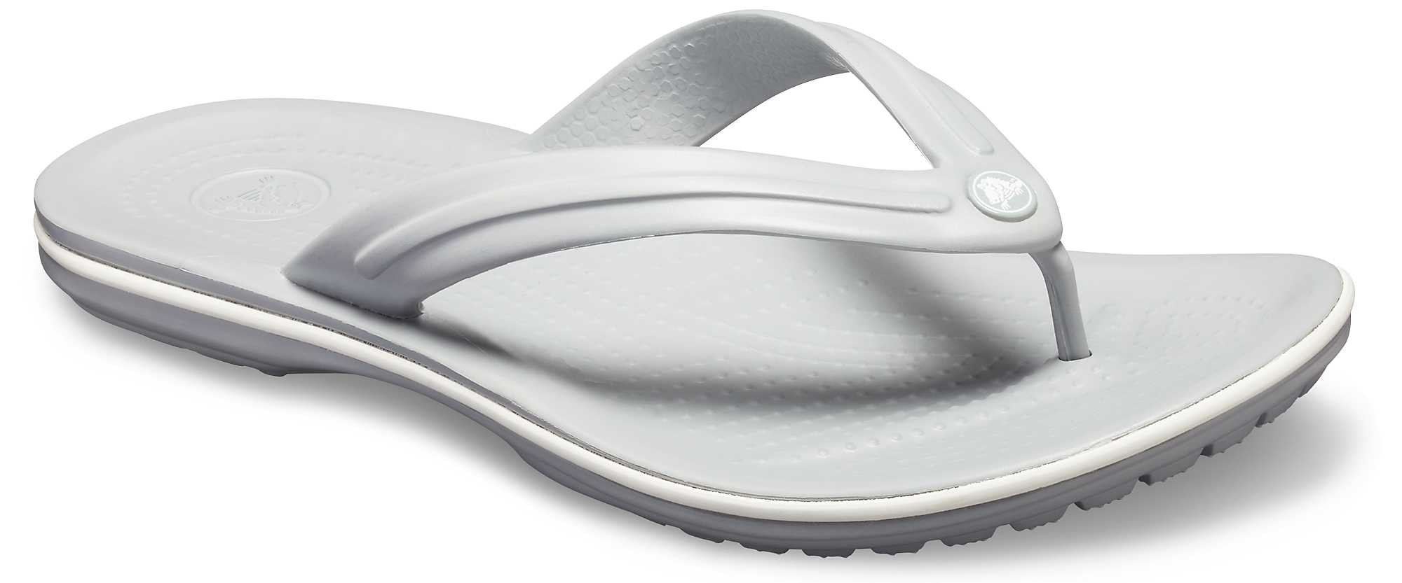 Slapi Crocs Crocband Flip Gri - Light Grey/White - poza 2