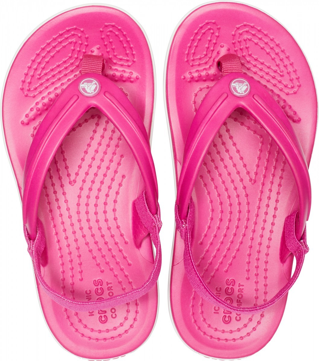 Slapi Crocs Kids' Crocband Strap Flip Roz - Candy Pink - poza 4