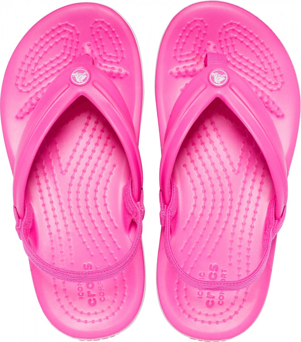 Slapi Crocs Kids' Crocband Strap Flip Roz - Electric Pink - poza 2