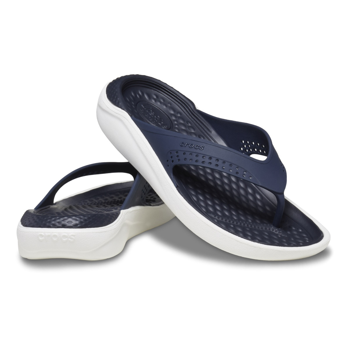 Slapi Crocs LiteRide Flip Albastru - Navy - poza 4
