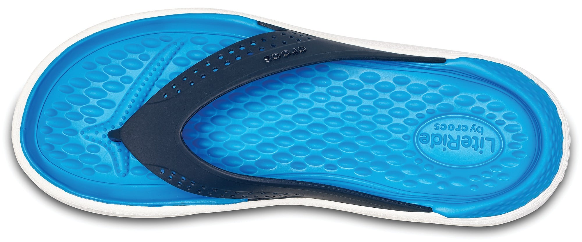 Slapi Crocs LiteRide Flip Albastru - Navy/White - poza 3