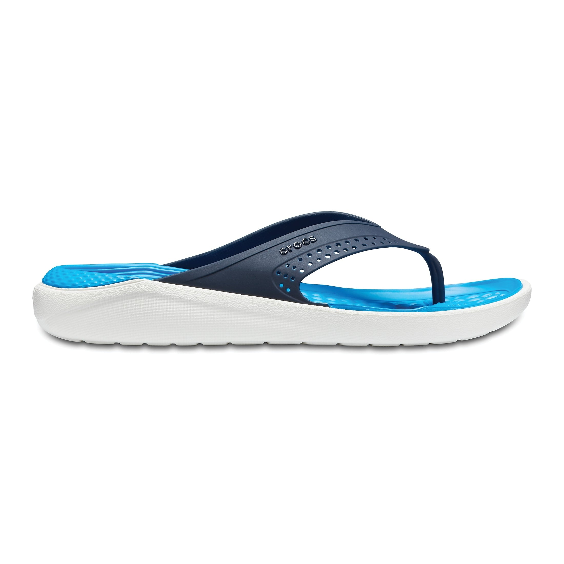 Slapi Crocs LiteRide Flip Albastru - Navy/White - poza 1