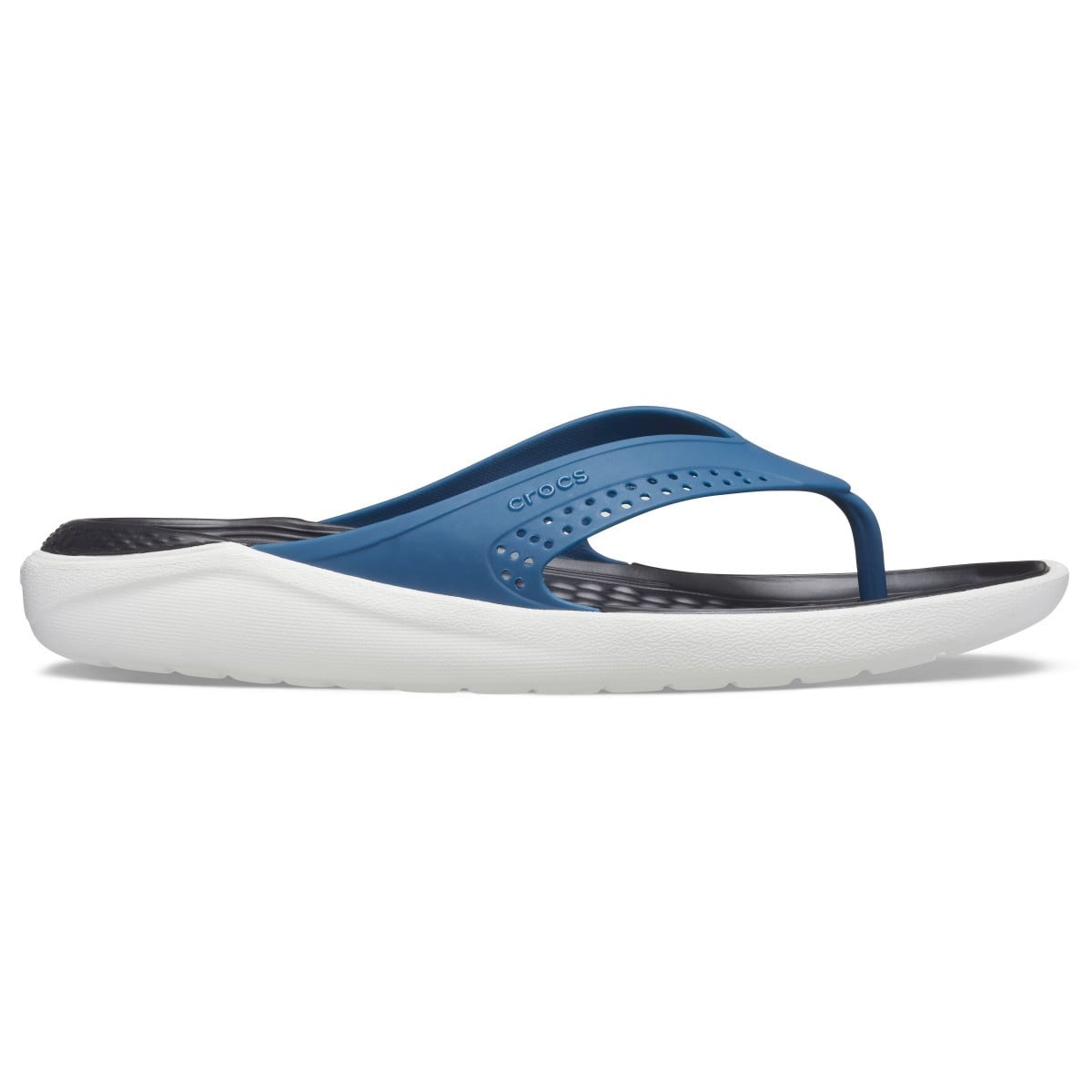 Slapi Crocs LiteRide Flip Albastru - Vivid Blue/Almost White - poza 1