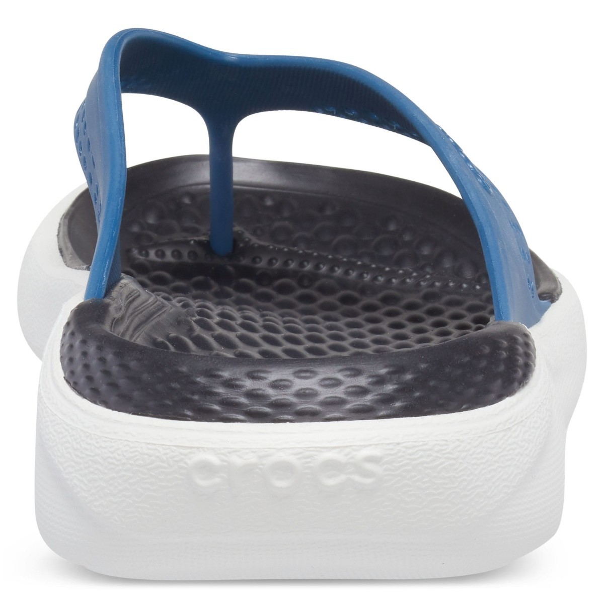 Slapi Crocs LiteRide Flip Albastru - Vivid Blue/Almost White - poza 3