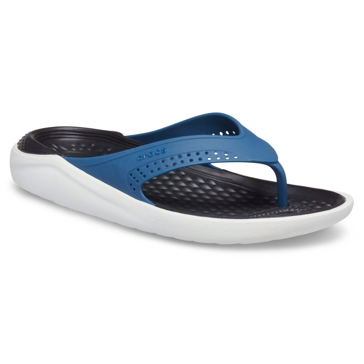 Slapi Crocs LiteRide Flip Albastru - Vivid Blue/Almost White - poza 2