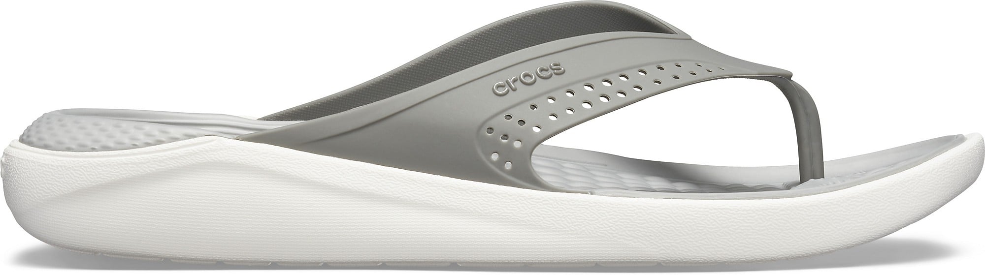 Slapi Crocs LiteRide Flip Gri - Smoke/White - poza 1